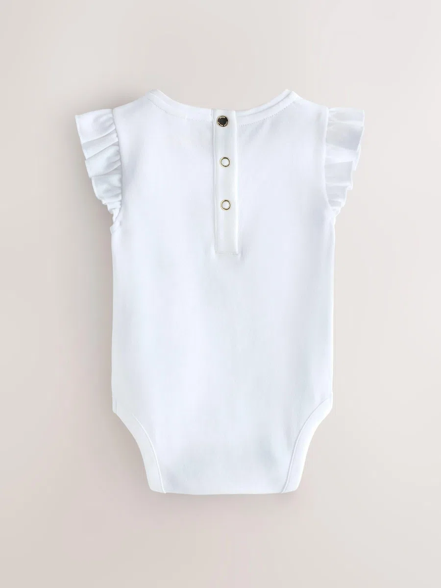 Bébé fille Body rose/blanc à volant