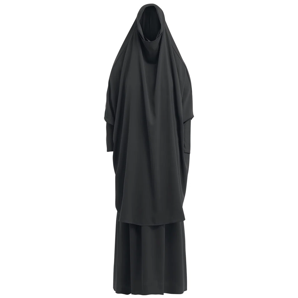 IWEMEK Robe Musulmane Femme Abaya Tenue de Prière avec Khimar Hijab Caftan Marocain Dubai Arabe Islamique Moyen-Orient Jellaba Kabyle Mariage Soirée Ramadan 2 Pièces Taille Unique