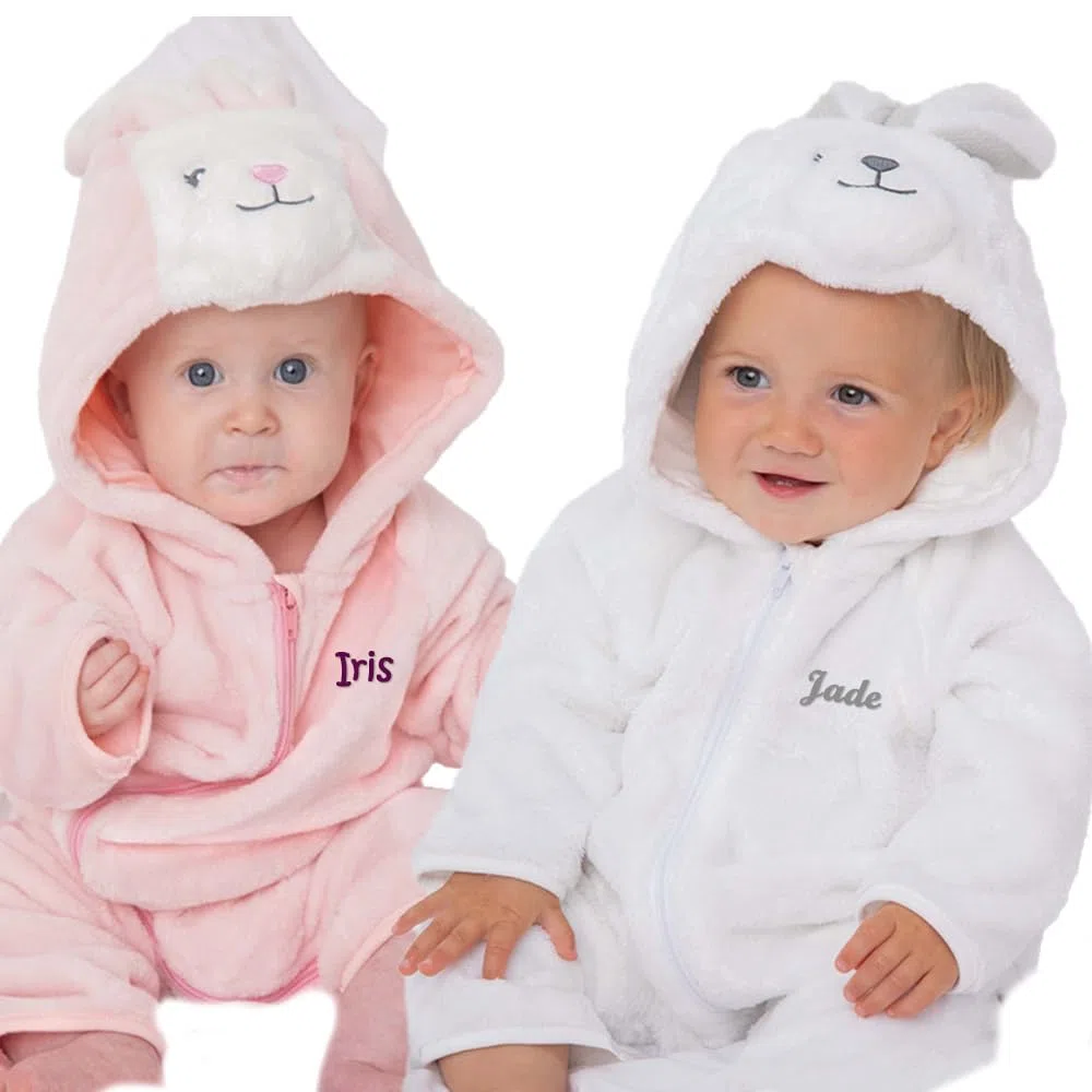 Combinaison gigoteuse bébé personnalisée avec son prénom, modele petit lapin