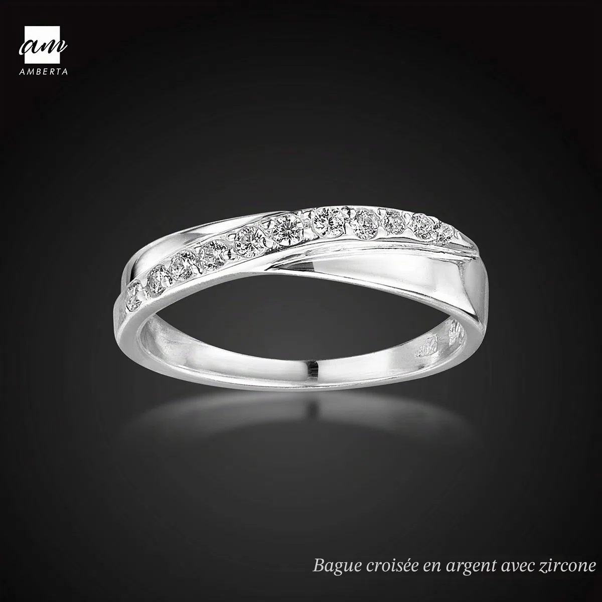 Amberta Bague en Argent 925 avec Pavé de Zirconium pour Femmes