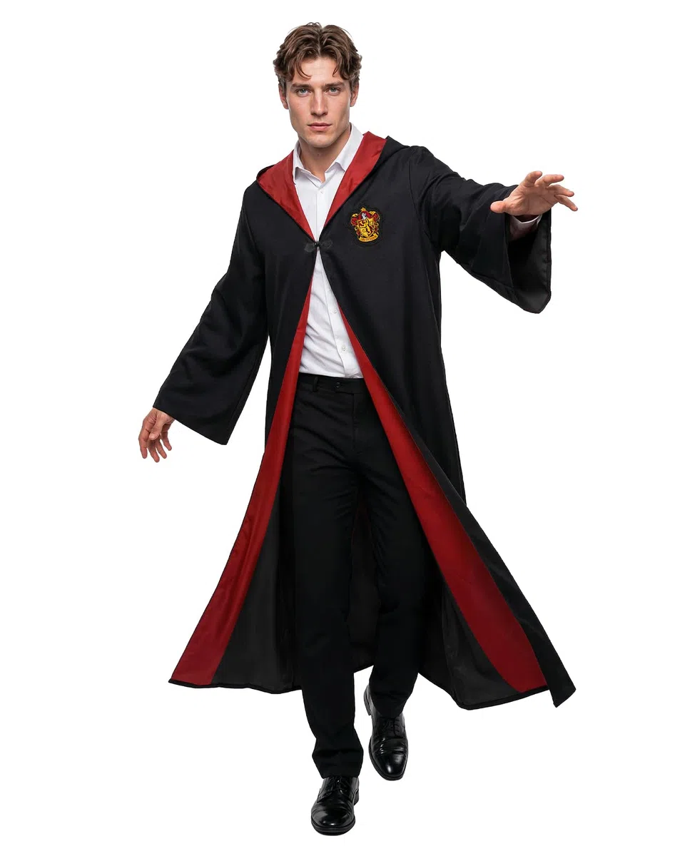 Funidelia Déguisement Officiel Harry Potter - Gryffondor pour homme et femme, Inclut: Cape avec capuche avec écusson imprimé, Taille M - Tenue pour adultes pour fêtes, Carnaval et Halloween