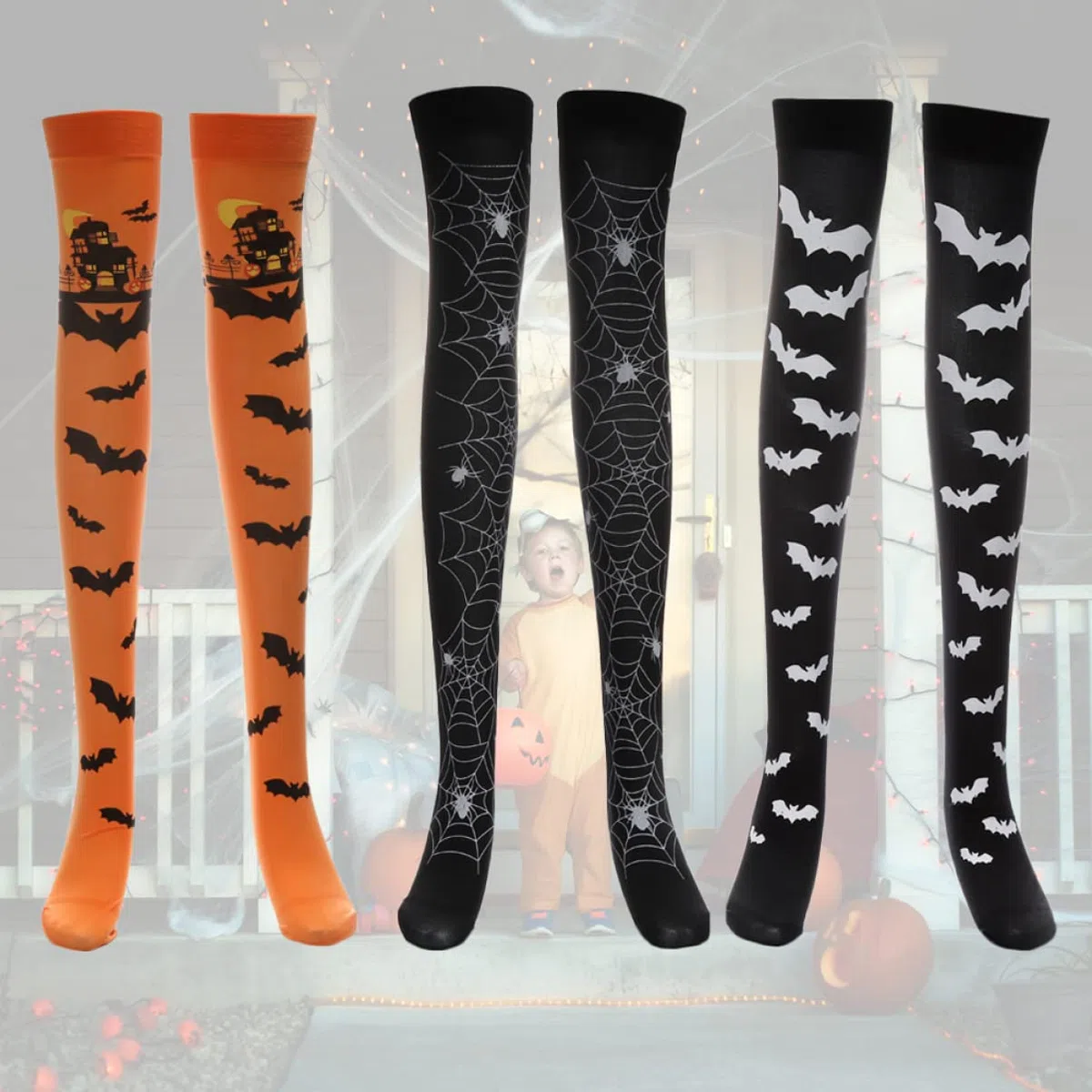 SHERCHPRY 9paires Chaussettes Halloween Cosplay Longues Chaussettes De Fête Pour Femmes Pour Déguisements Et Événements Festifs