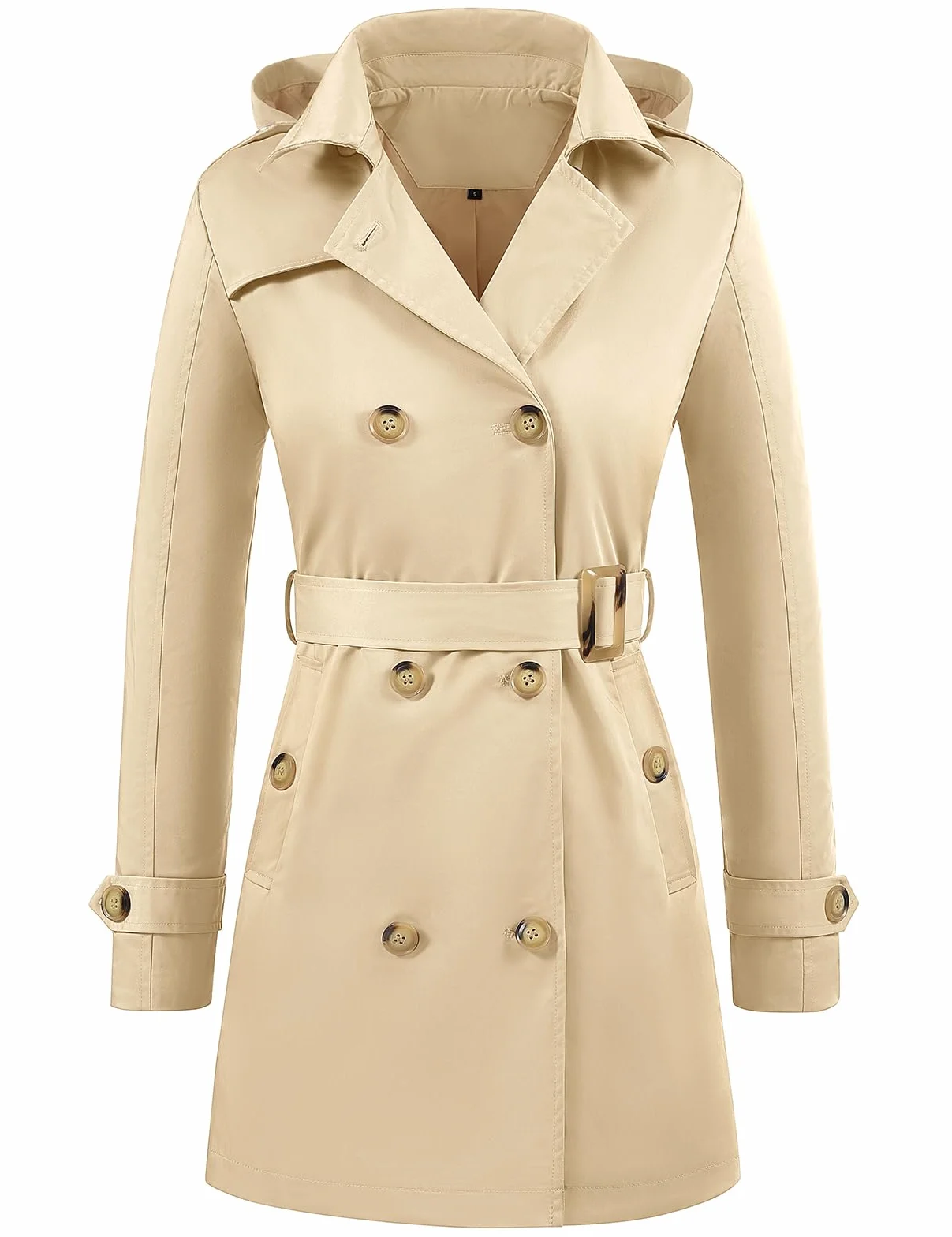 Tuopuda Trench-Coat Femme Double Boutonnage Manteaux imperméables Longues Col Rabattu Classique Coupe Vent Veste Léger Casual Ajustée Manteaux