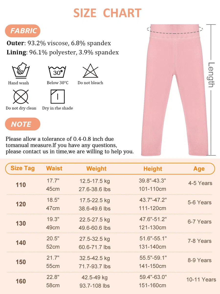 Leggings doublés en polaire pour filles - Legging long pour filles - Pantalon épais taille haute pour enfants
