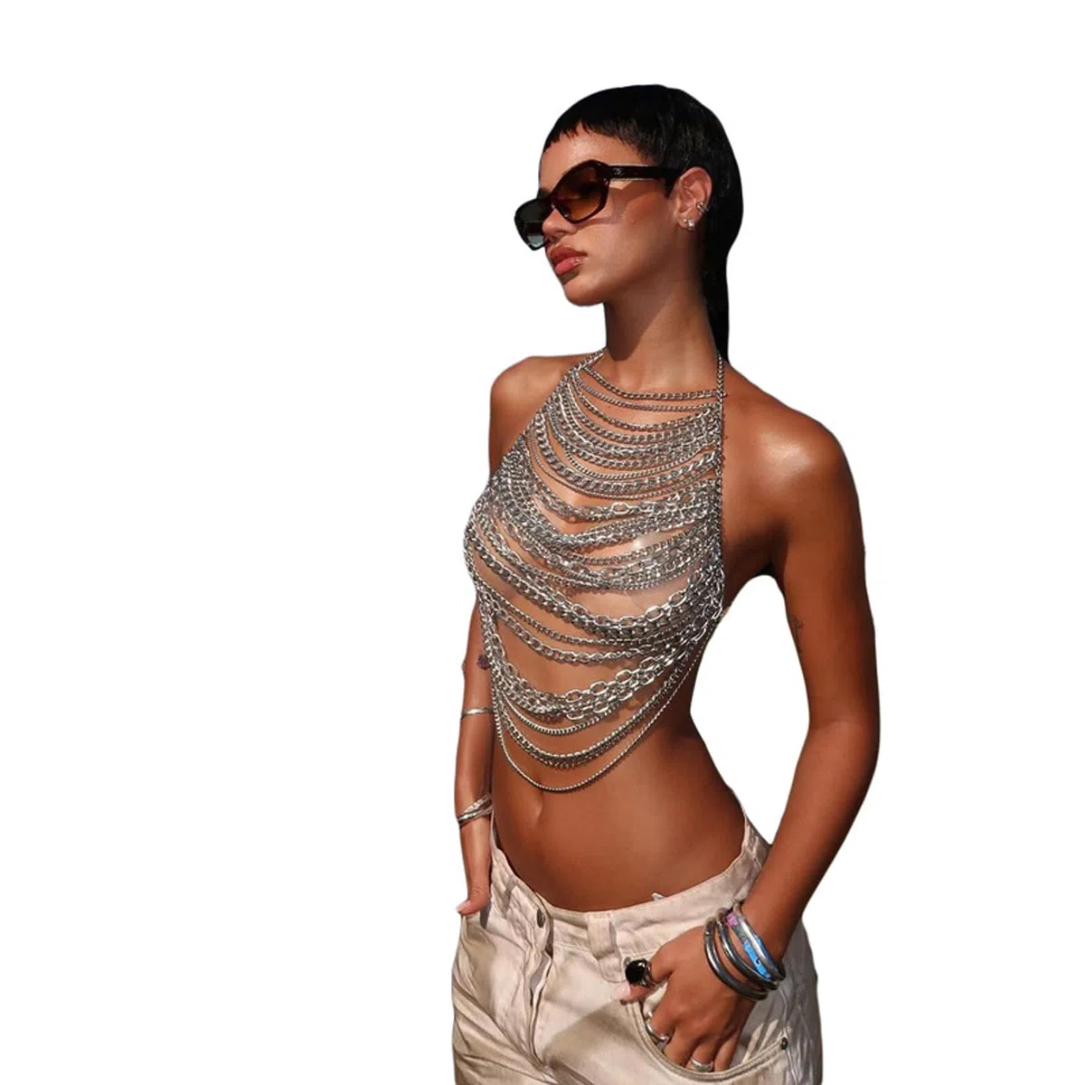 Chaîne de corps tendance - Bijoux de corps élégants - Texture métallique pour améliorer n'importe quelle tenue - Chaîne en métal dos nu