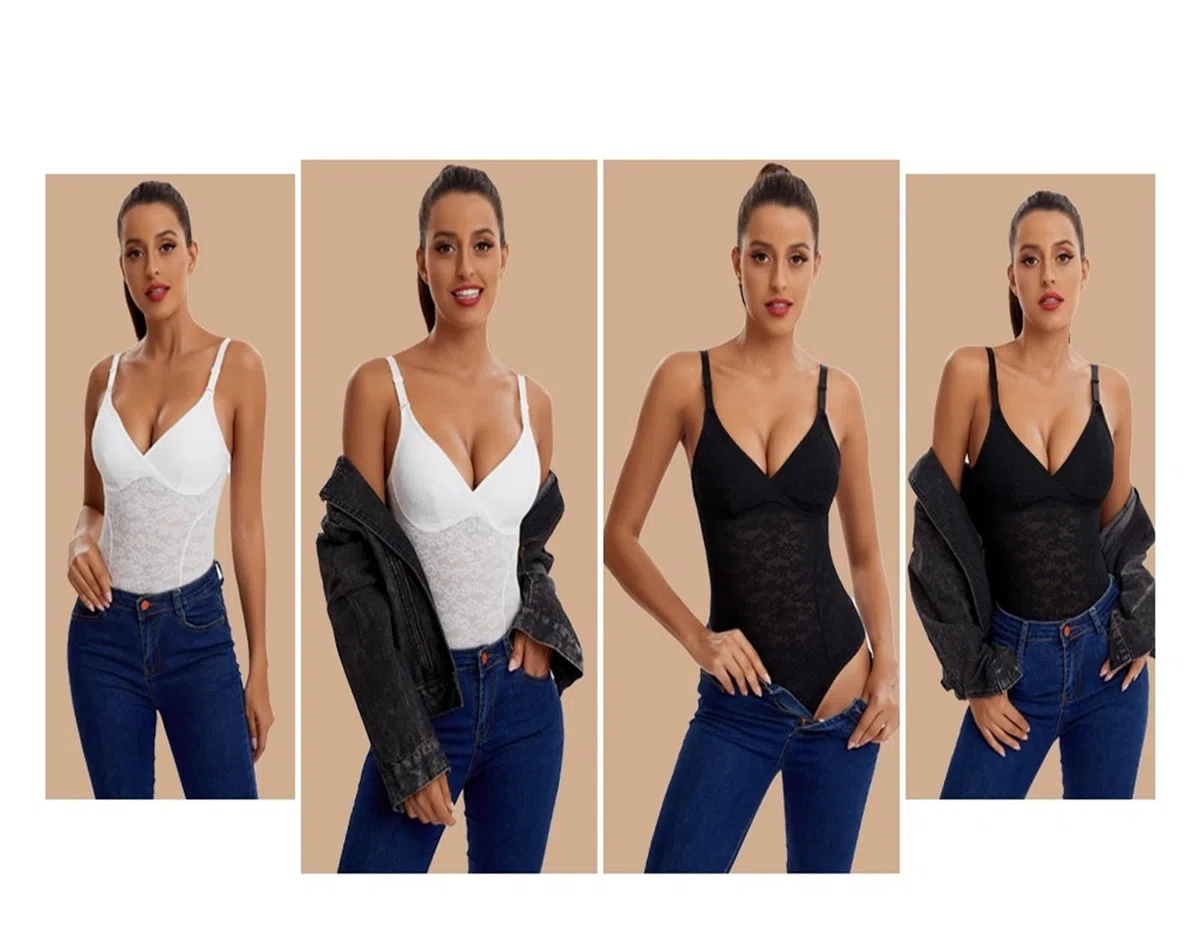Body Gainant en Dentelle pour Femme, sans Coutures, Taille Fine, contrôle du Ventre, Ventre Plat et Lisse