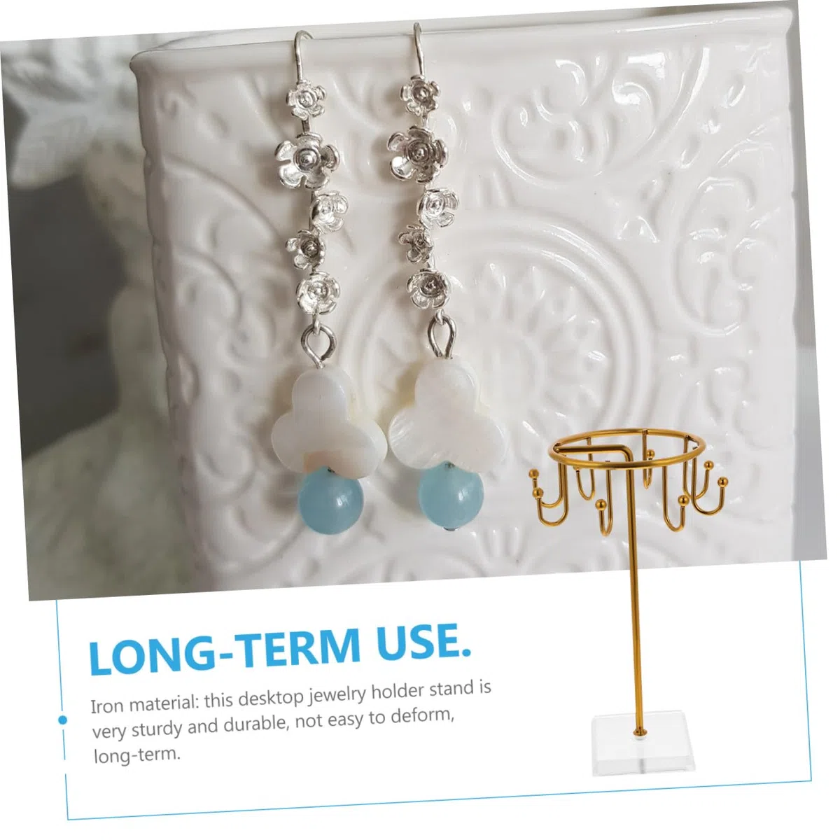 Ciieeo 3 Pièces Porte-Bijoux En Fer Collier Boucles D'Oreilles Présentoir À Bijoux Coiffeuse Porte-Bijoux Support À Bijoux En Forme De T-Or Présentoirs De Boucles D'Oreilles