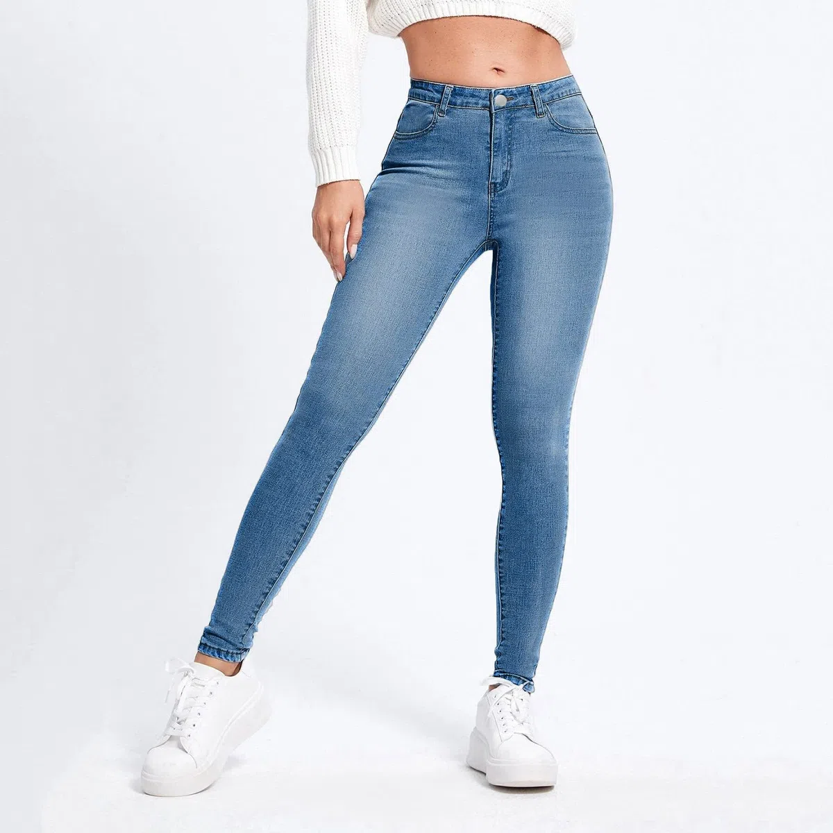 Generisch Jean stretch pour femme - Coupe ajustée - Pantalon de loisirs - Taille haute - Décontracté - Élégant - Pour femme - Confortable - Extensible - Pantalon crayon - Pantalon d'affaires - Stretch