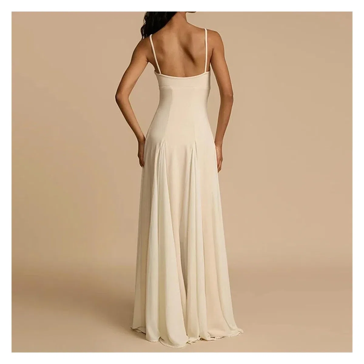 Fond De Robe Femme Robe longue plissée décontractée for femme, coupe slim, sans manches, à bretelles, style évasé