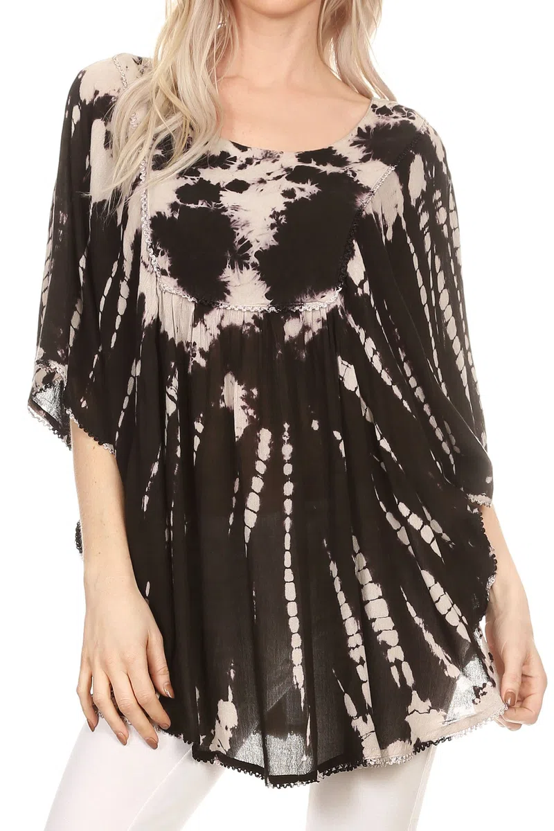 Sakkas Sunia Tie Dye Caftan Blouse Manches | Couvrir