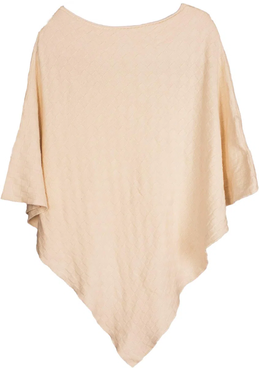 styleBREAKER Poncho Femme Maille Fine Motif Damier | Cape taille unique, 80 cm de long, col roulé confortable de 31 cm, forme triangulaire.