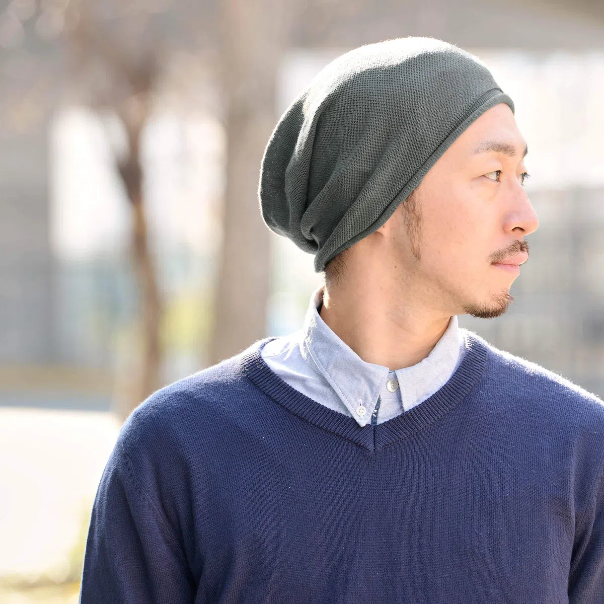 Bonnet Extensible en Tricot Fin 100% Coton Bio Fabriqué Au Japon, Bonnet Tombant Femme D'Été, Chapeau Homme D'Intérieur Mode Hiver, Idéal pour Chimio Médical Et Peaux Sensibles