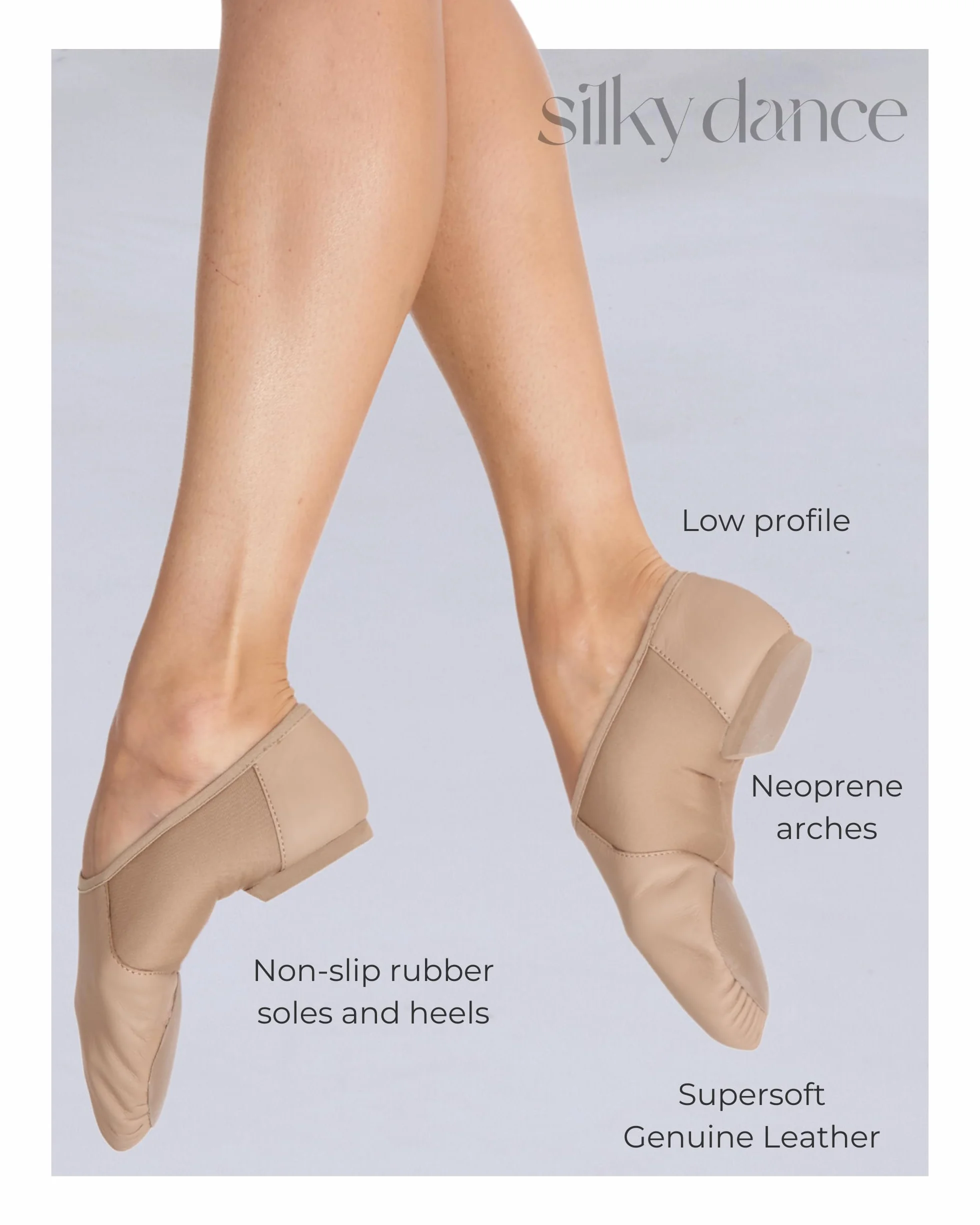 Silky Dance AeroFlex Chaussures de jazz à semelle fendue – Cuir véritable noir et marron clair – Chaussures de jazz à enfiler – Tailles enfants et adultes