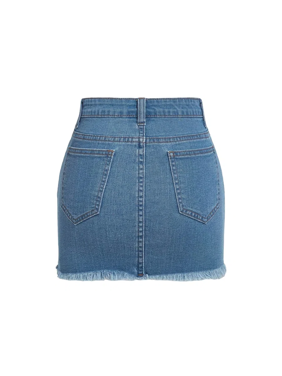 SOLY HUX Jupe en jean pour femme - Grandes tailles - Mini jupe en denim usé avec poches - Jupe moulante - Jupe crayon - Tenues d'été