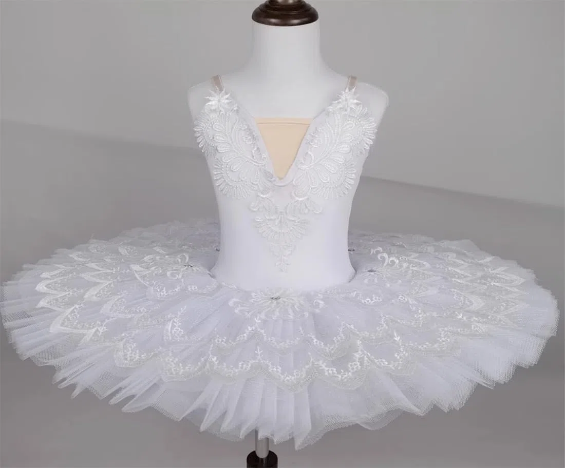 OTMYIGO Blanc,120, Tutu Professionnel de Ballet pour Enfants Tutu crêpe du lac des cygnes pour Enfants Costumes de Ballerine pour Filles Tutu de Danse Ballet