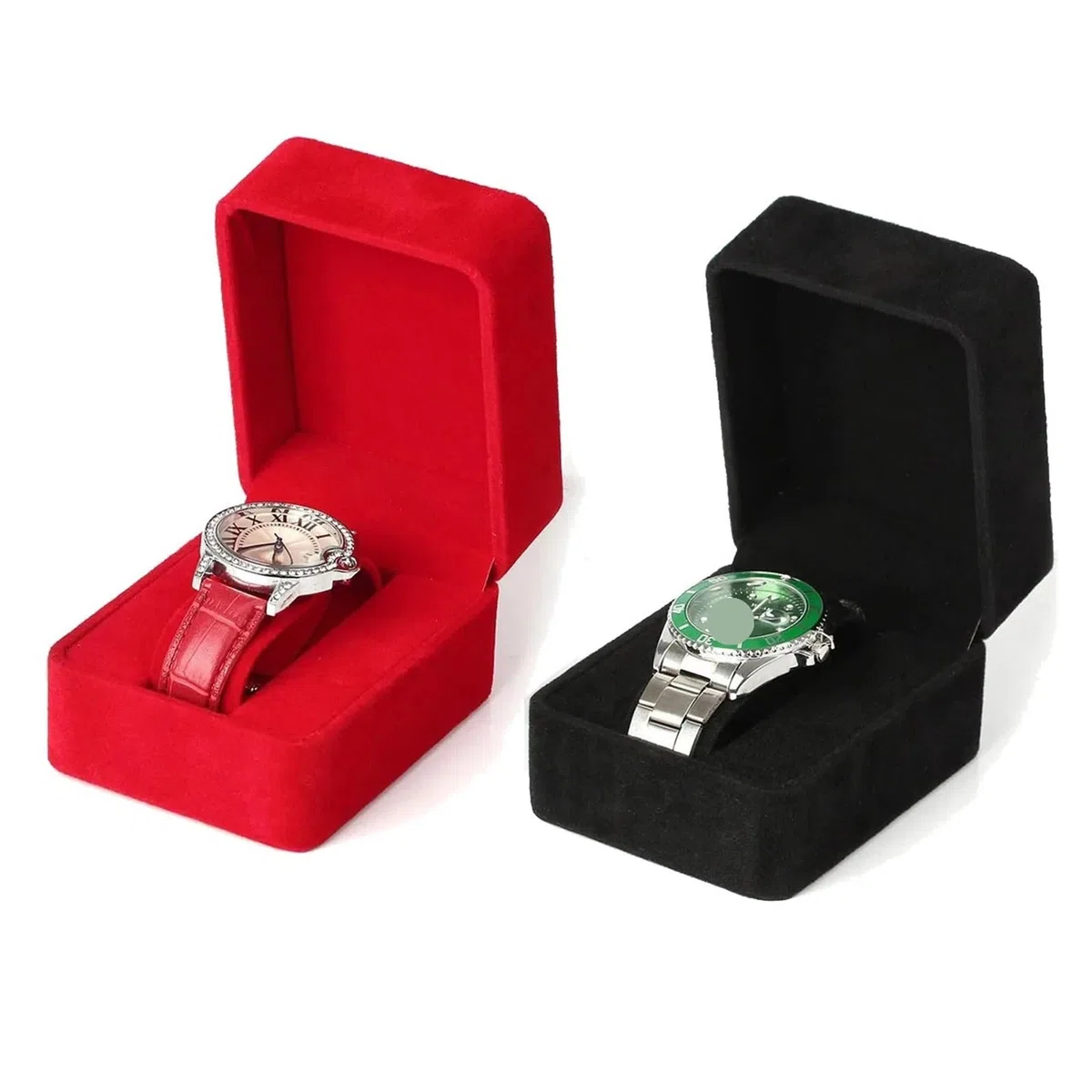 Étui de Transport pour Montre Boîte de rangement for montre connectée, boîtier for, d'emballage for bijoux, accessoires, noir, rouge, bleu(Red and black)