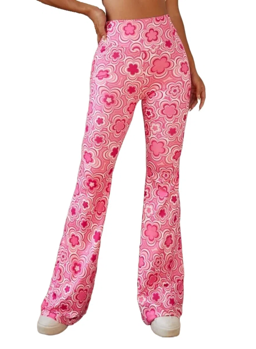 Pantalons Fluide Évasés des Années 70 Femme - Taille Haute Elastique Yoga Leggings Sport Vetement Ete Pantalon Large Disco Pilates Chic Et Elegant Hippie Deguisement Adulte
