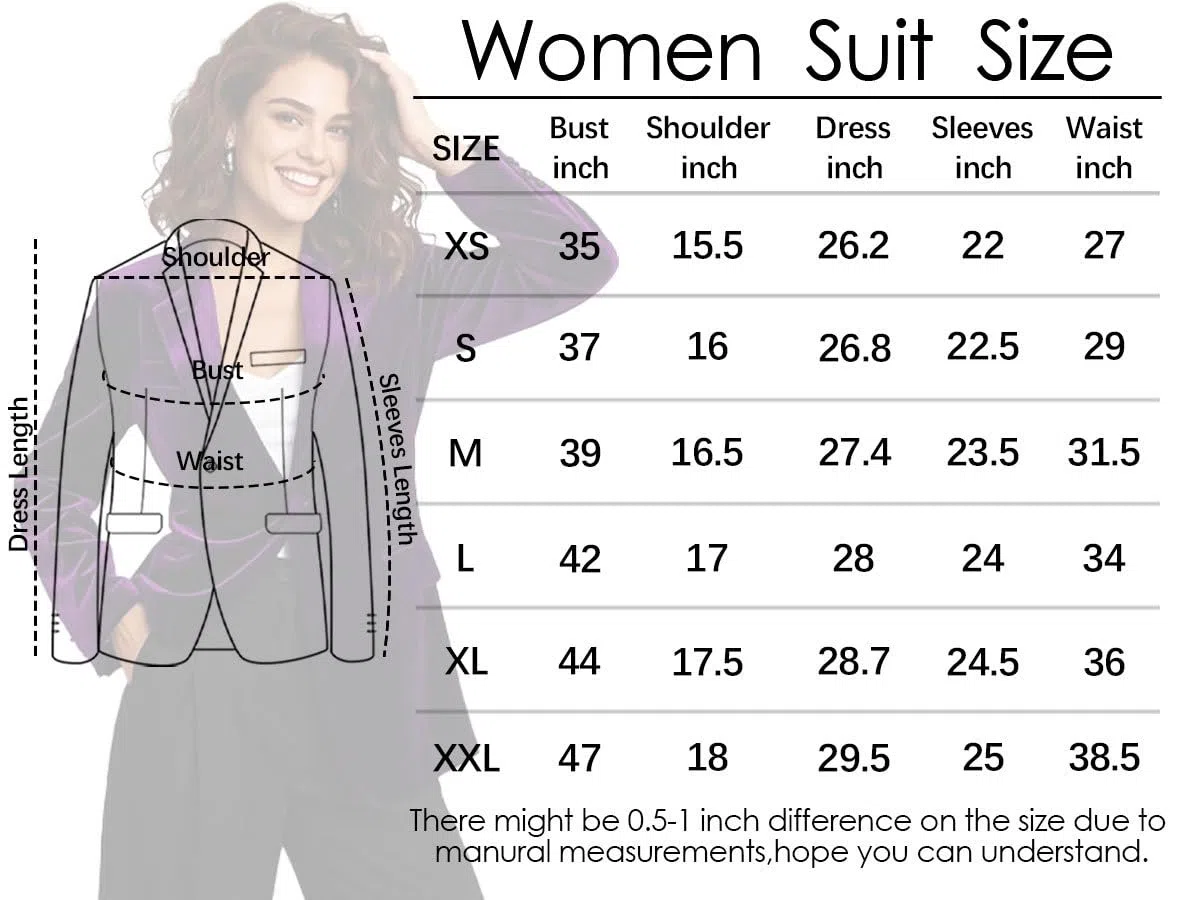 Blazer de bureau en velours pour femme - Blazer à manches longues pour femme - Veste d'hiver