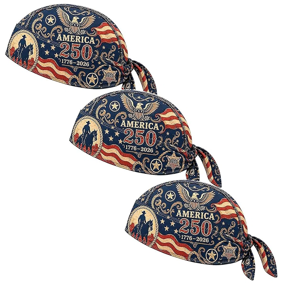 America 250 – Bandana de cyclisme style pirate/Bandeau pour motard – Foulard rafraîchissant et patriotique – Séchage rapide et évacuation de la transpiration