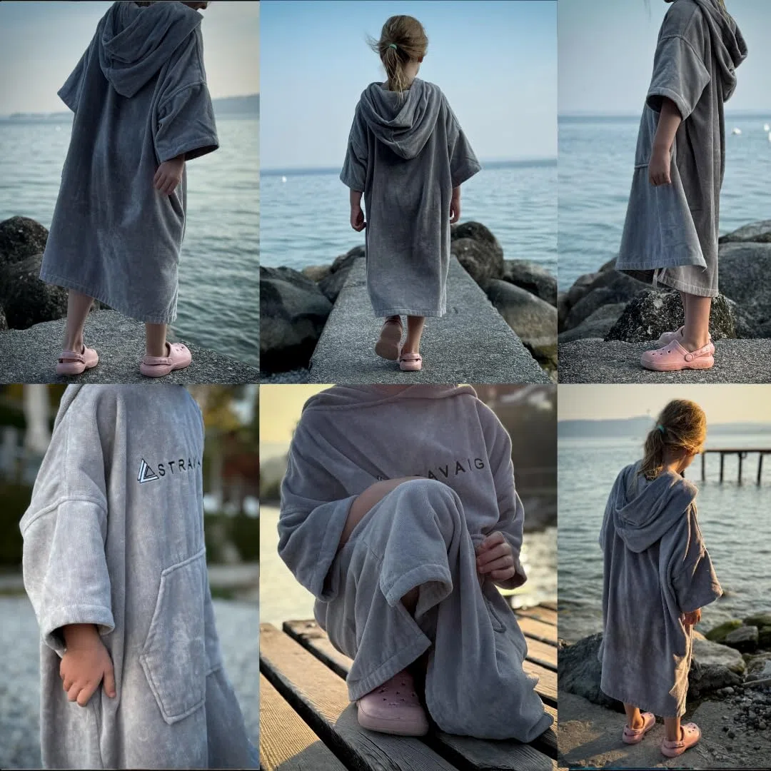 Stravaig Poncho en éponge pour adultes – Peignoir en éponge facile à changer pour la natation, le surf, la natation sauvage, la plage (L-XL)