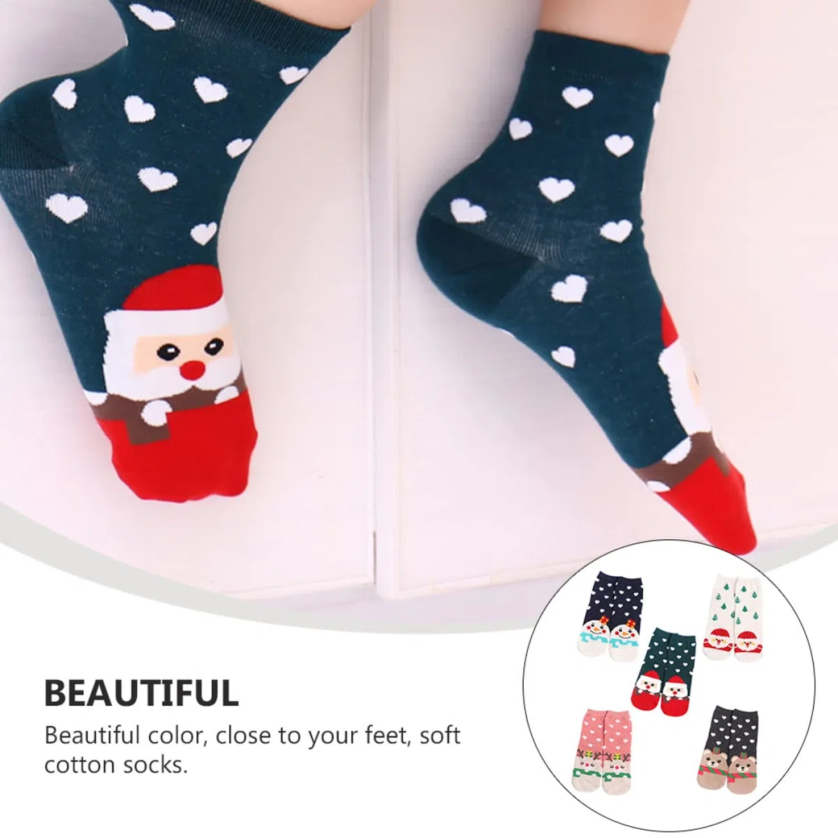 SHERCHPRY 15paires Chaussettes De Noël Douces Avec Motifs De Père Noël Et Renne Chaussettes -mollet Pour Femmes Pour Fêtes