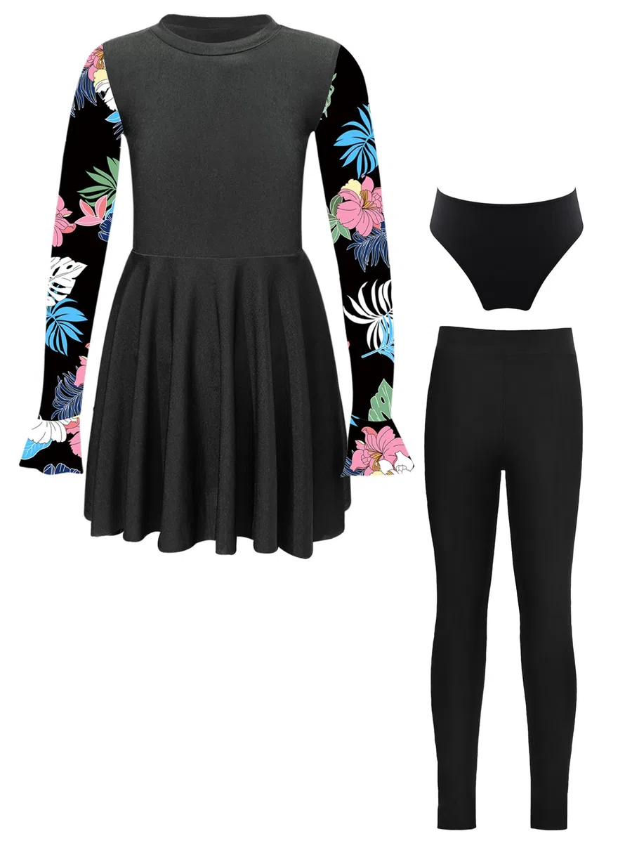 iiniim Enfants Fille Ensemble Maillots De Bain 3 Pièces Maillot De Plage Piscine Anti UV Vêtements De Natation Surf Swimwuit