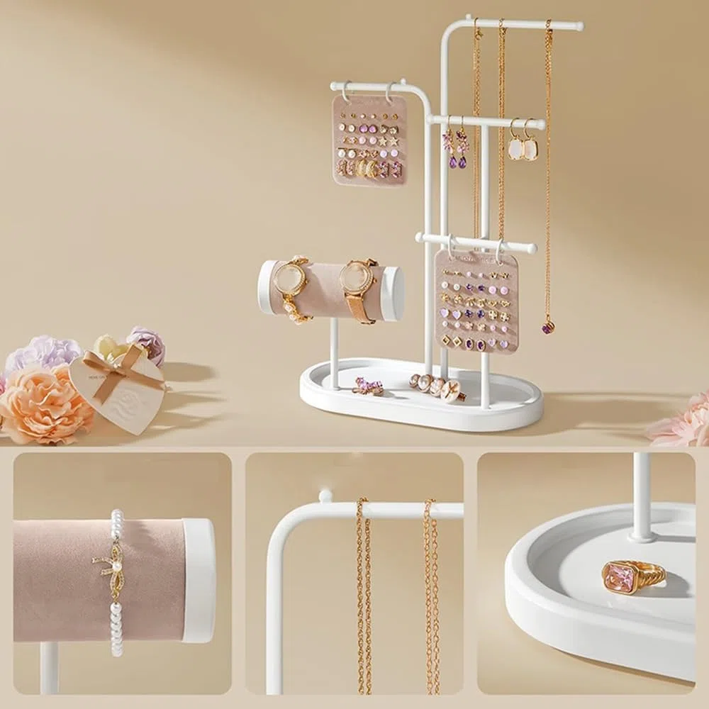 Porte-Bijoux Organisateur de Bijoux Multifonctionnel, Support en Fer for Colliers, Boucles d'oreilles, Montres et Bracelets | Gold