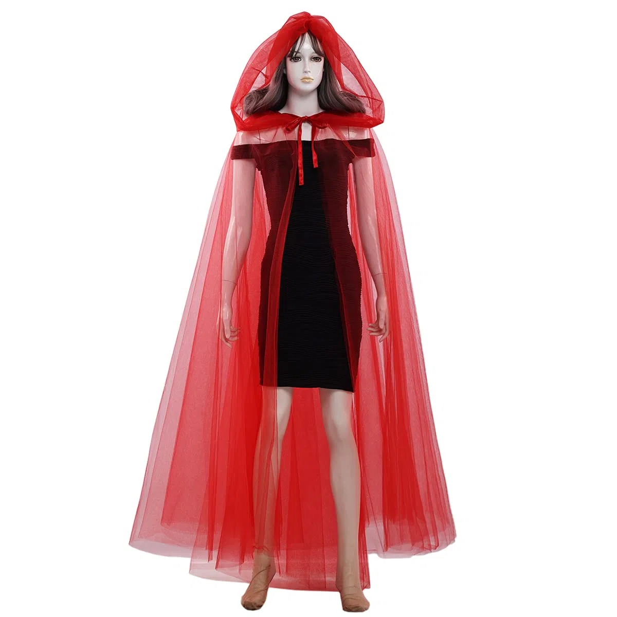 GRACEART Médiévale Sorcier Diable Tüll Cape Halloween Manteaux à Capuche Poncho avec Capuchon Longue Déguisement