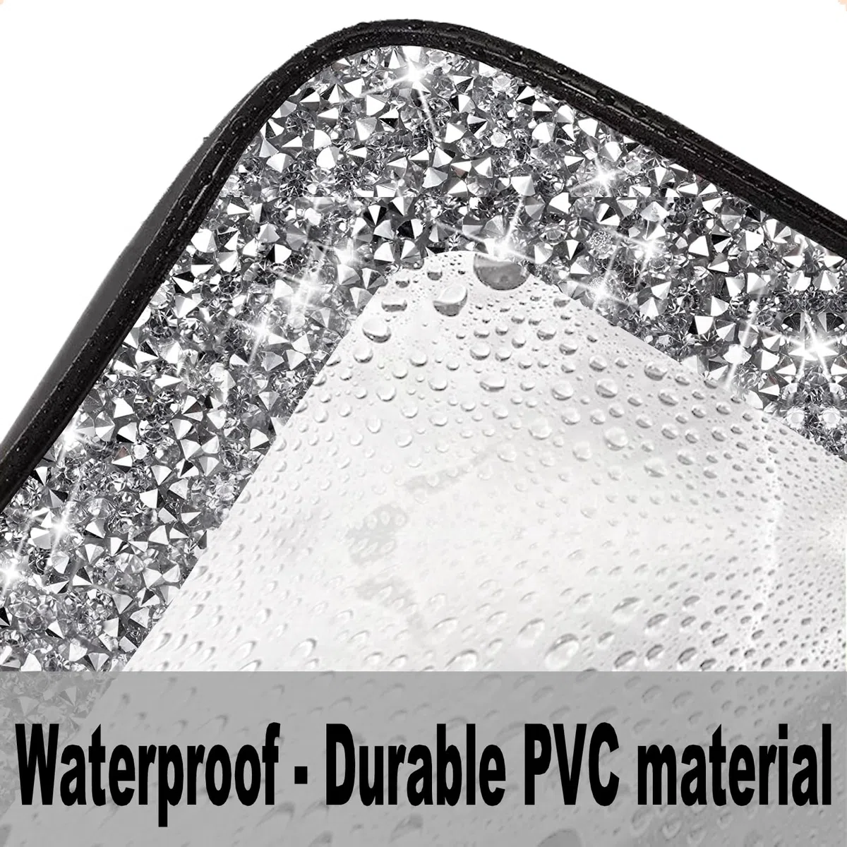 Meetart Trousse de toilette de voyage en cuir avec strass écrasés, Noir diamant, Tendance