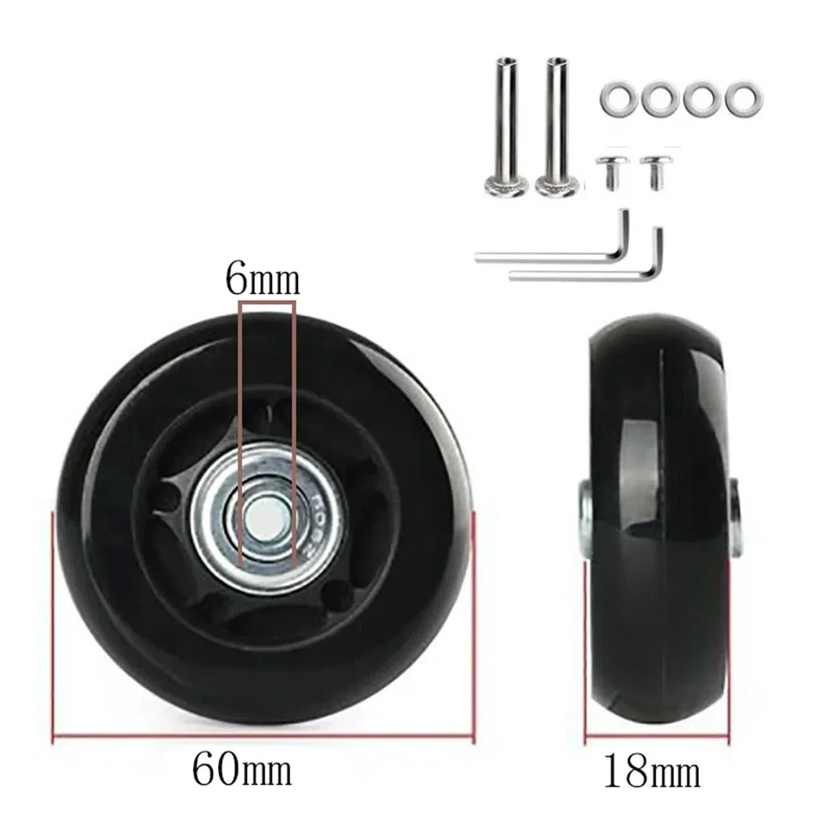 Roue de Valise Pièces Détachées for Valises : Essieux De Diamètre 40 mm/50 mm/60 mm, roulettes Voyage Silencieuses, Kit Réparation(45mm-18mm-4Wheels)