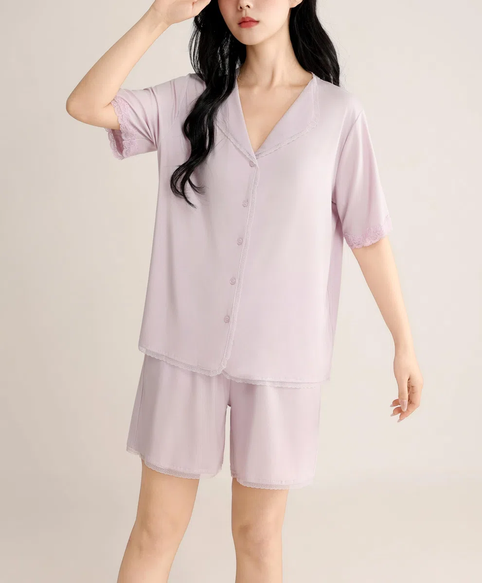 Ensemble Shorts Femme Lyocell Dentelle Été