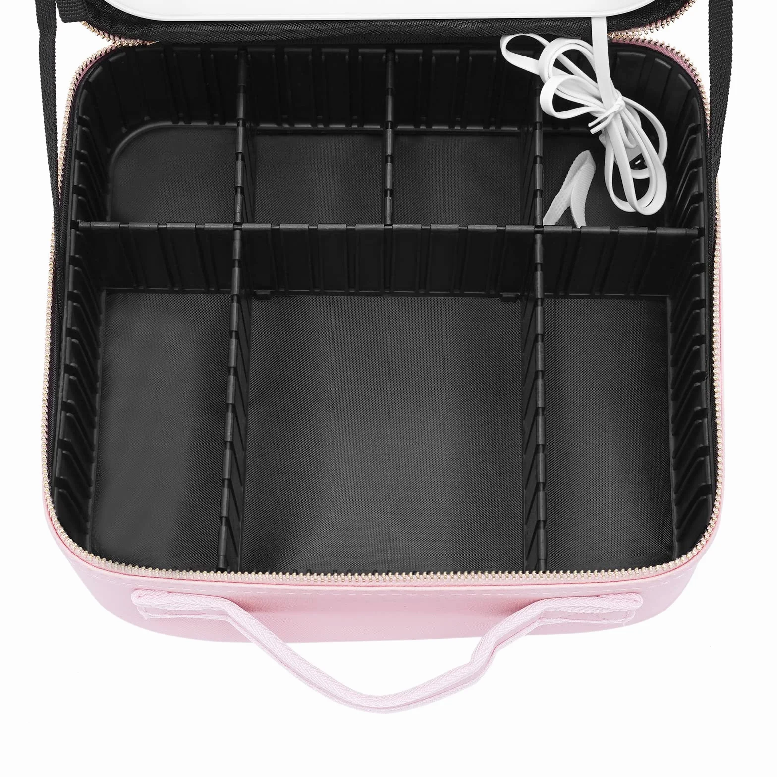 Trousse de maquillage avec miroir LED, grande capacité, trousse de rangement pour outils, pinceaux de maquillage, boîte de rangement portable, rose, Rose, m, Style moderne
