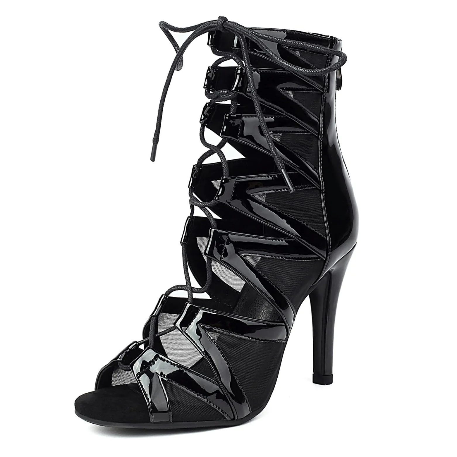 Chaussures de Danse Femme Latine Bachata Salsa Bottes de Danse Chaussures Heels 9.5cm Semelle en Daim