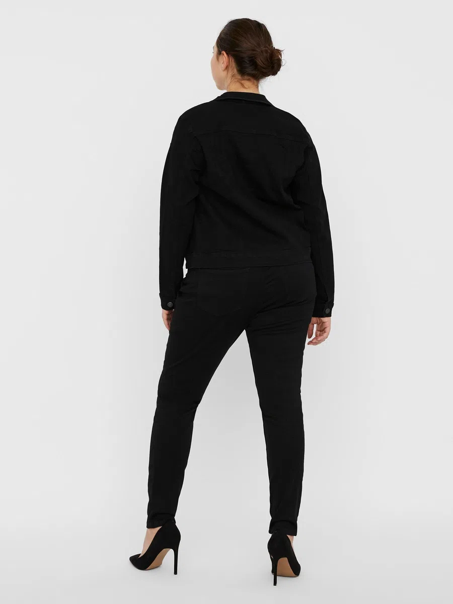 VERO MODA CURVE Vmruna Ls Slim DNM Jck Mix Ga Cur Noos Veste pour femme, Noir, 48