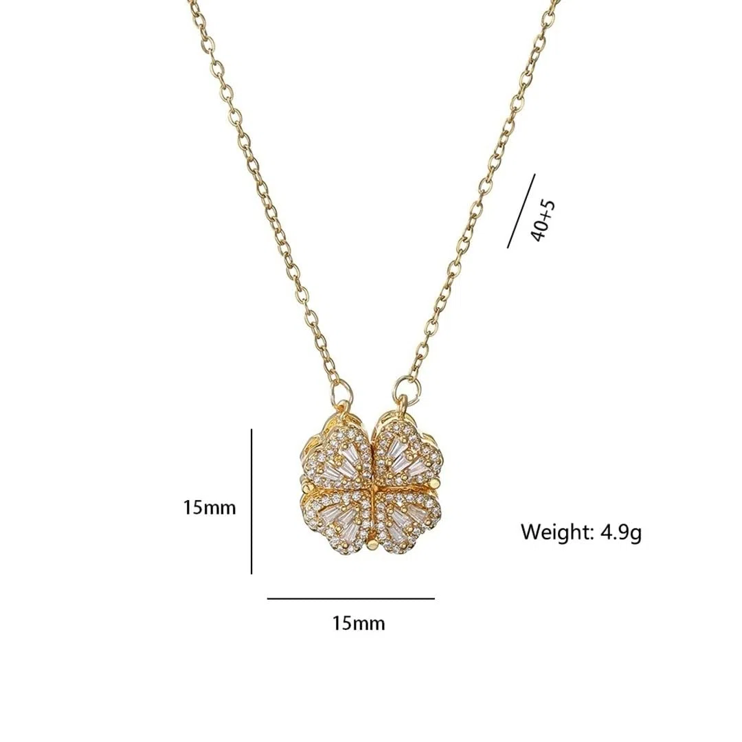 Collier coeur porte-bonheur en argent sterling 925 pour femmes, collier ras du cou rétro gothique à quatre feuilles avec pendentif d'amour, 4