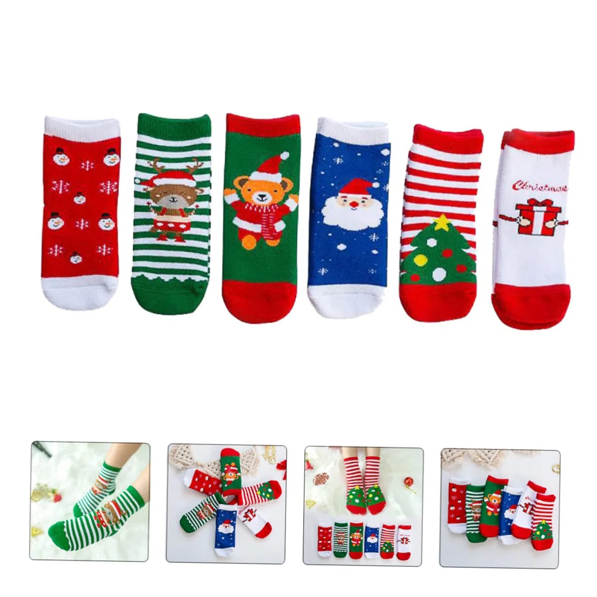 Amosfun 18paires Chaussettes Coton pour Garçon Fille Chaussettes De Antidérapantes Motifs De Chaudes pour Et Convient Aux Petits