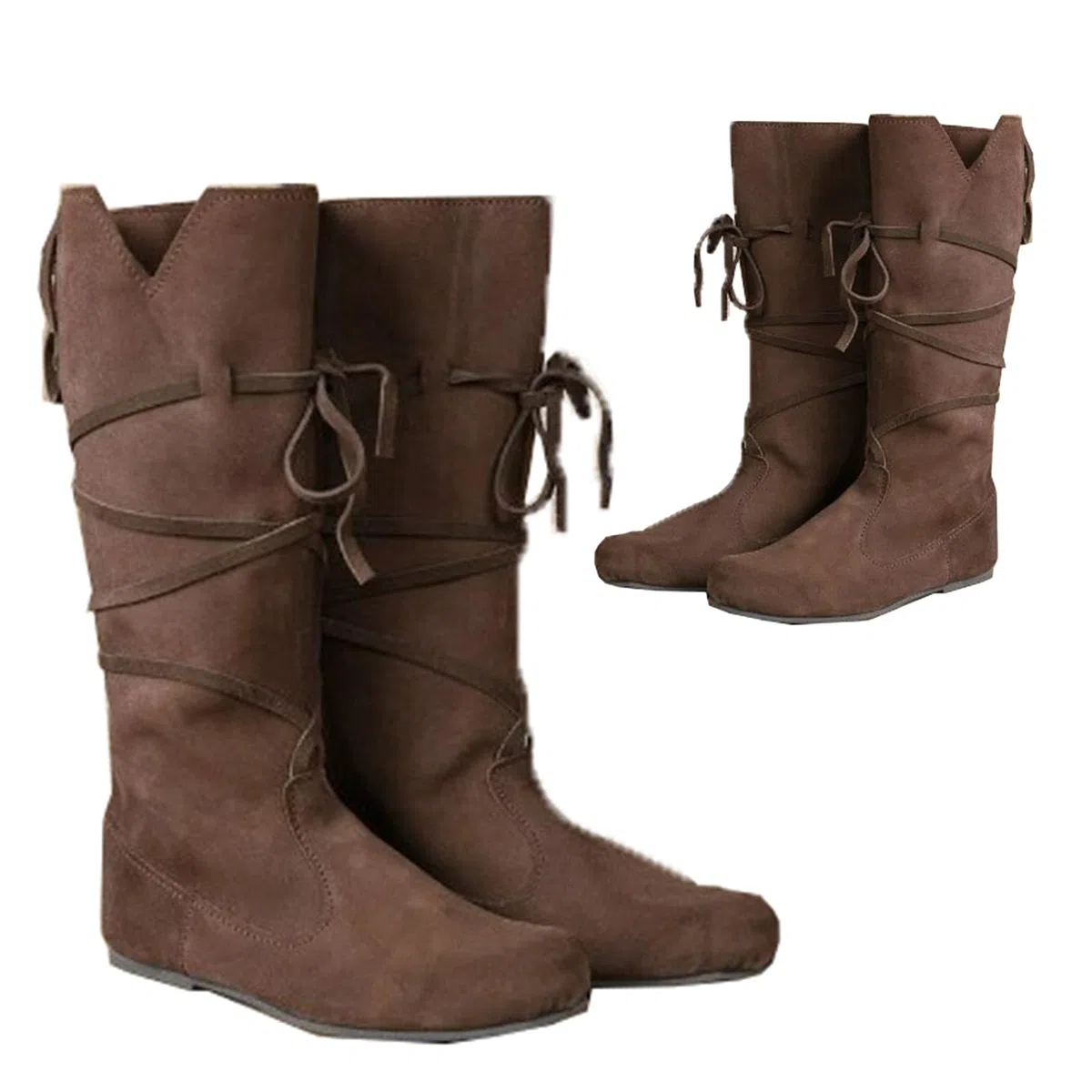 Bottes en Cuir PU - Bottes Chevaliers Mid Tube à Talon Bas - Renaissance Medieval Cosplay Boots pour Cosplay Carnival Party