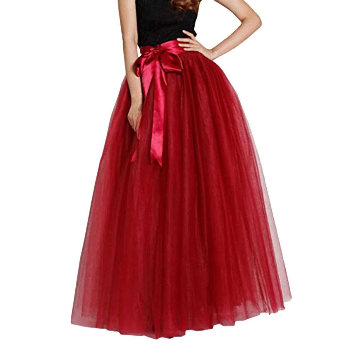Cocila Adulte Jupe Haute pour Femme avec Ceinture Élastique en De Fête Gonflée Jupon Court Vetement Fluo Tutu Danse Classique Voile Tulle Robe Costume Carnaval Jupette Fille Festival Asymétrique