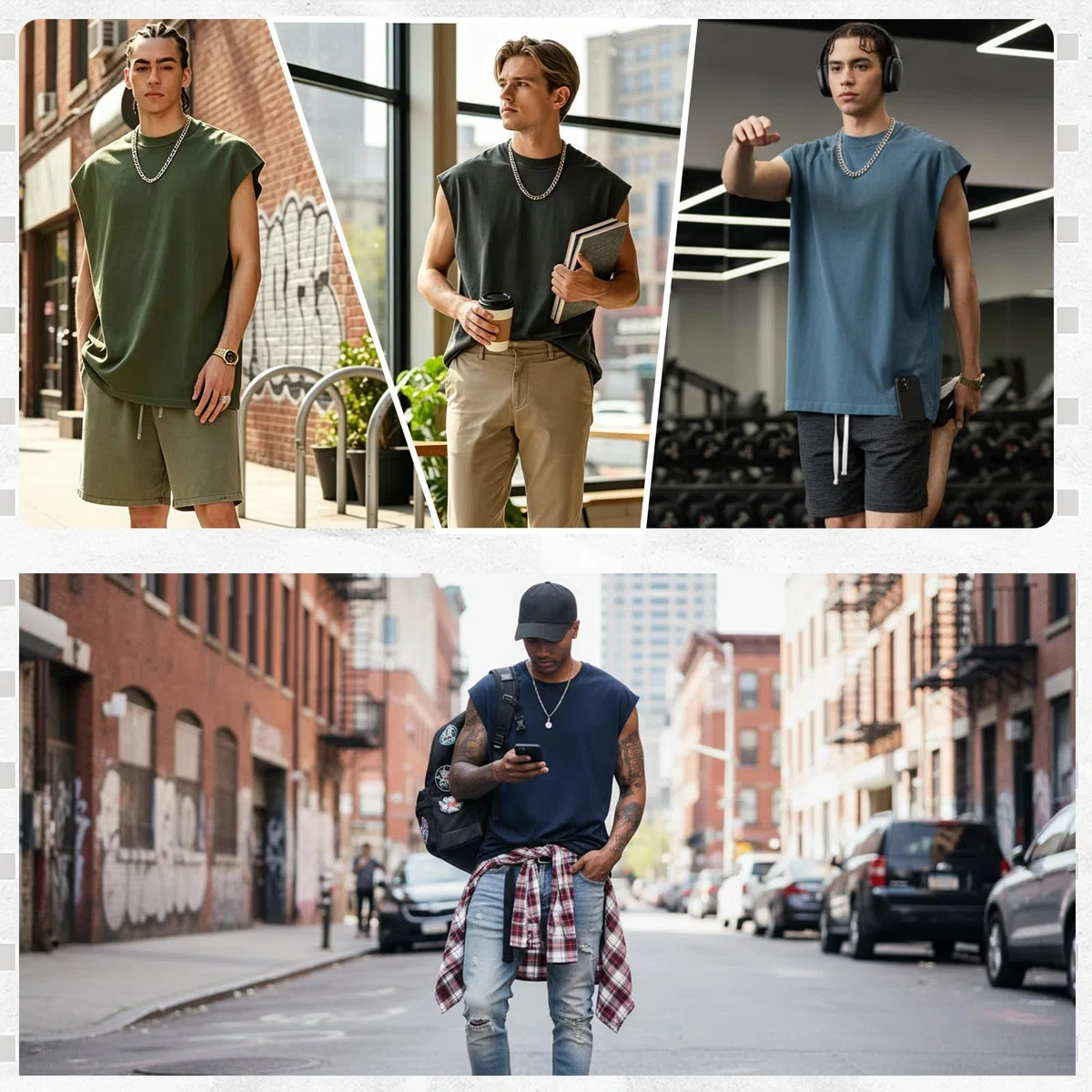 Débardeur d'été sans manches pour homme - T-shirt ample - Sans manches - T-shirt fonctionnel pour homme