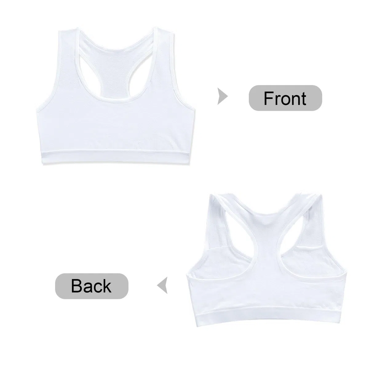 HXZASFG Lot de 3 Soutiens-Gorge pour Filles, Hauts Courts, Soutien-Gorge de Sport en Coton Doux, sous-vêtements pour Enfants, Soutien-Gorge d'entraînement Non rembourré pour Enfants de 8 à 14 Ans