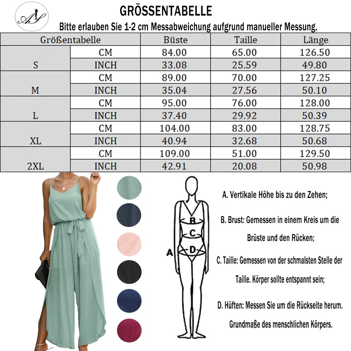 ASOMI Combinaison d'été longue et col en V élégante sans manches, combinaison une pièce pour femme avec ceinture