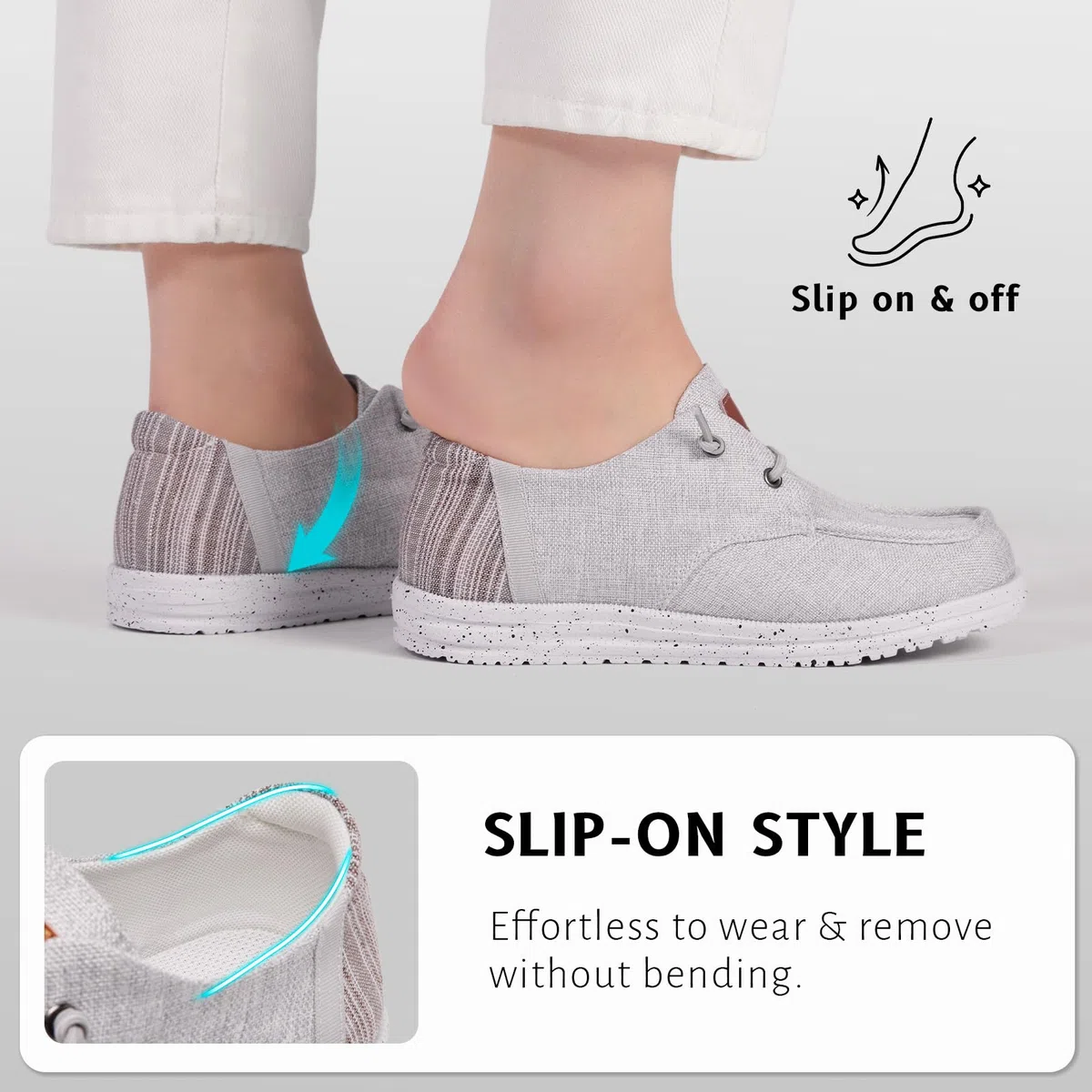Femmes Mocassins en Toile Slip on Baskets Support de Voûte Plantaire
