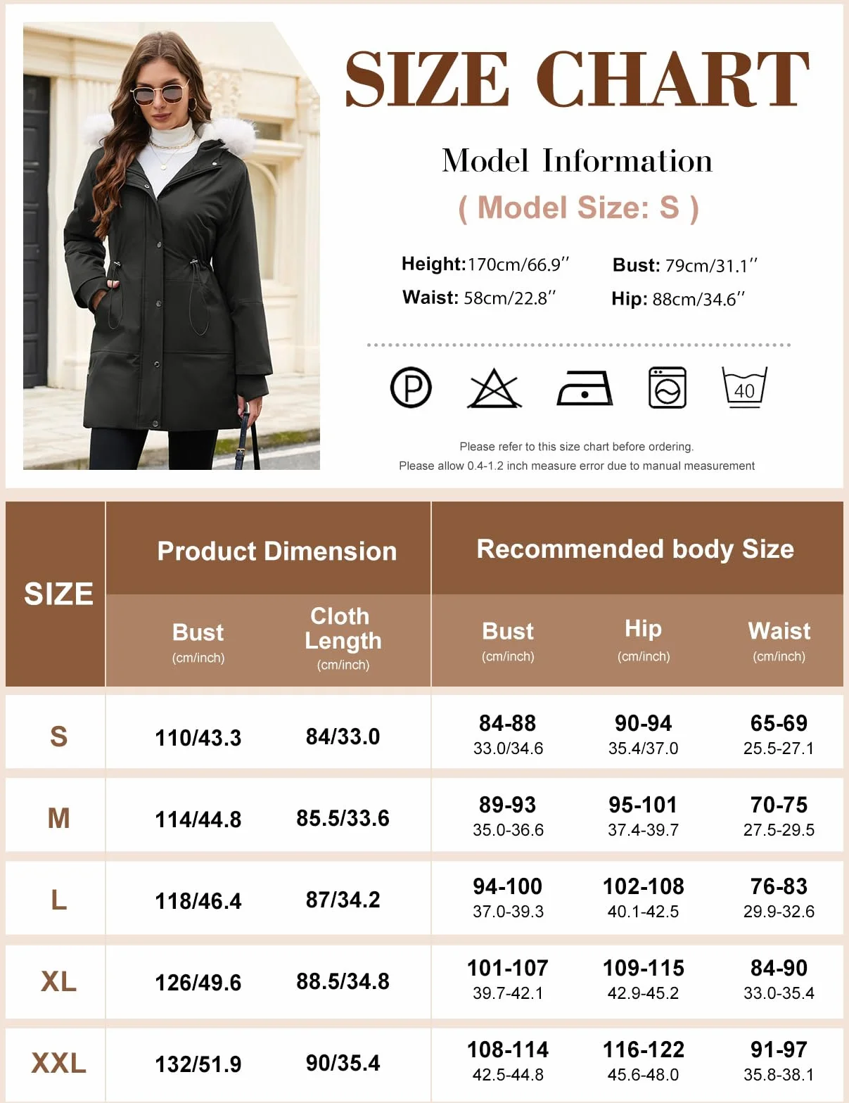 Manteau Femme Hiver Veste Polaire Femmes Manteaux Hiver Chic Blouson Parka Chaud Imperméable Outercoat avec Zippée Poches