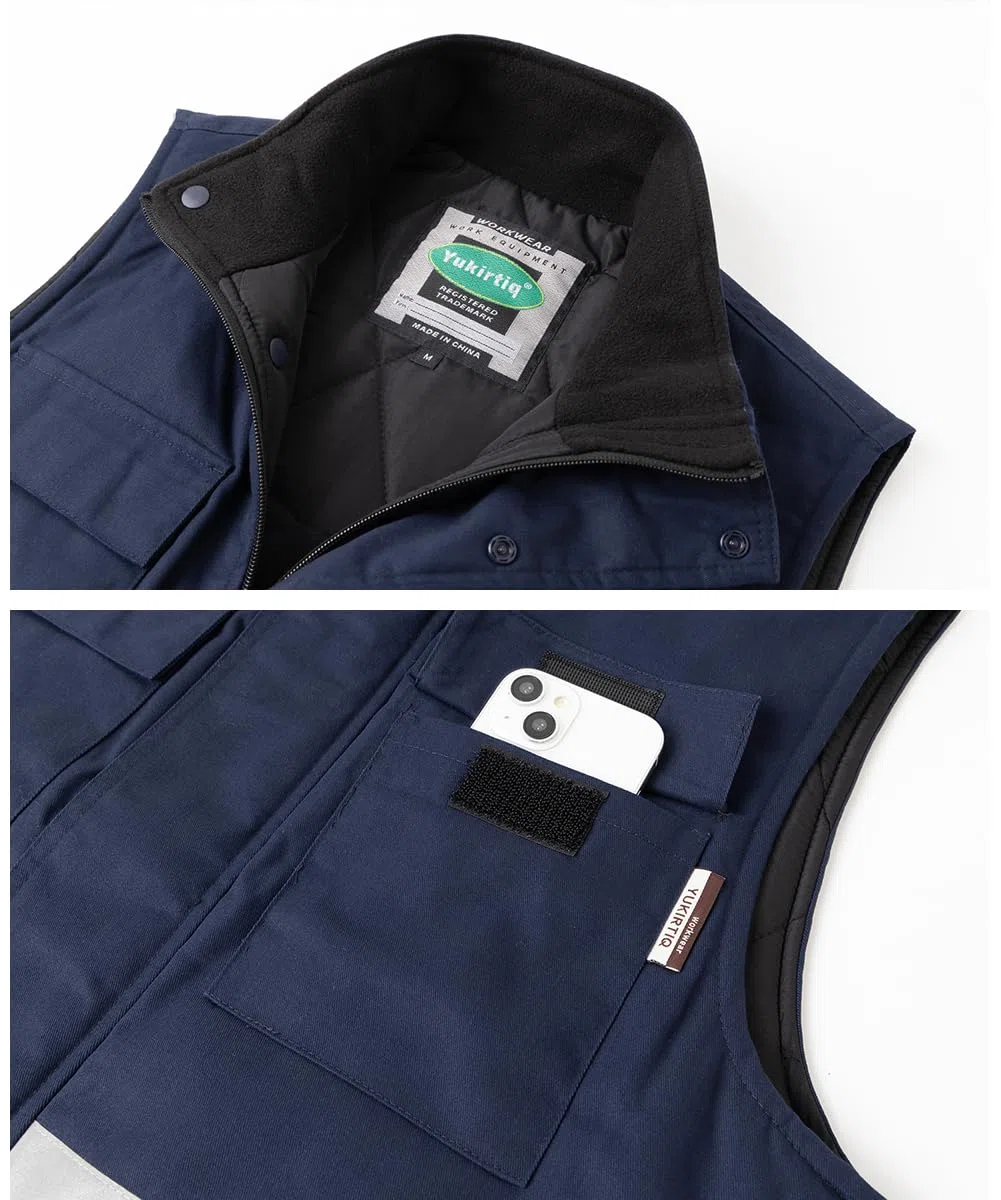 Homme Gilet Haute Visibilité de Travail Rembourré Gilet Réfléchissante Manteau Sans Manche de Travail