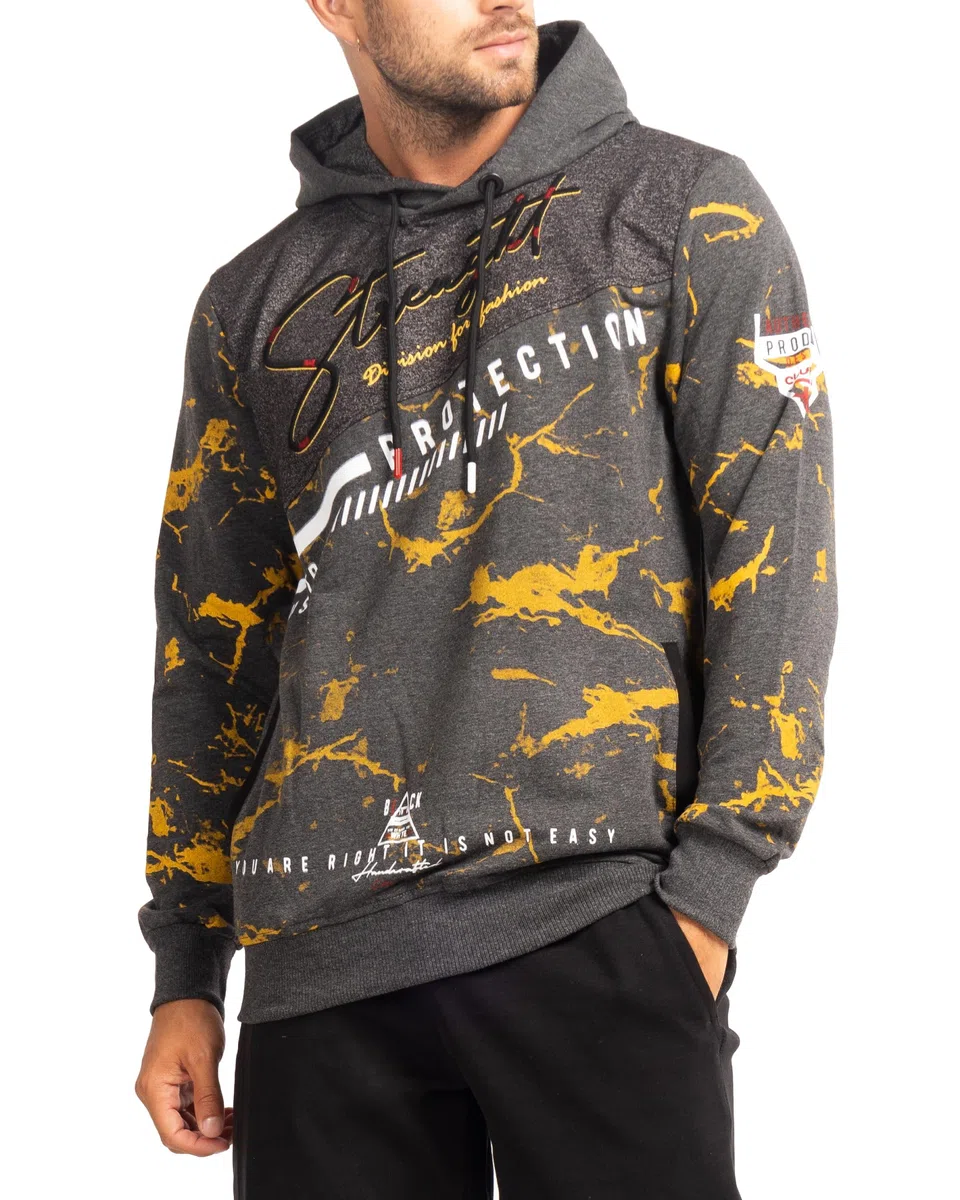 Subliminal Mode Sweatshirt à Capuche Homme Manches Longues Bicolore avec Poche BX2628