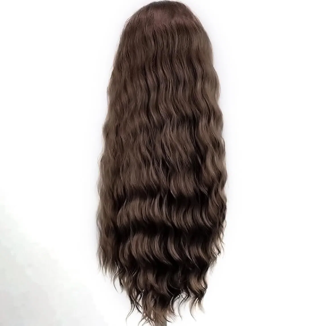 PORSMEER Brun Foncé Perruques naturelle 13x4 Closure Lace Frontal et Ondulées pour Femmes Cheveux Synthétiques Naturels Perruques Résistantes à La Chaleur pour La Fête et Le Jeu De Rôle 24 Pouces