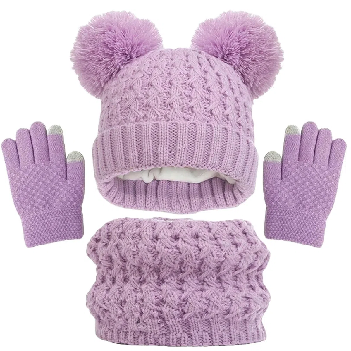 Zonto Bonnet Enfant Hiver Tricoté Chapeau d'hiver Gants Écharpe Set Laine Écharpe Chaude Épais Bonnet Tricoté Garçon Fille Bonnet