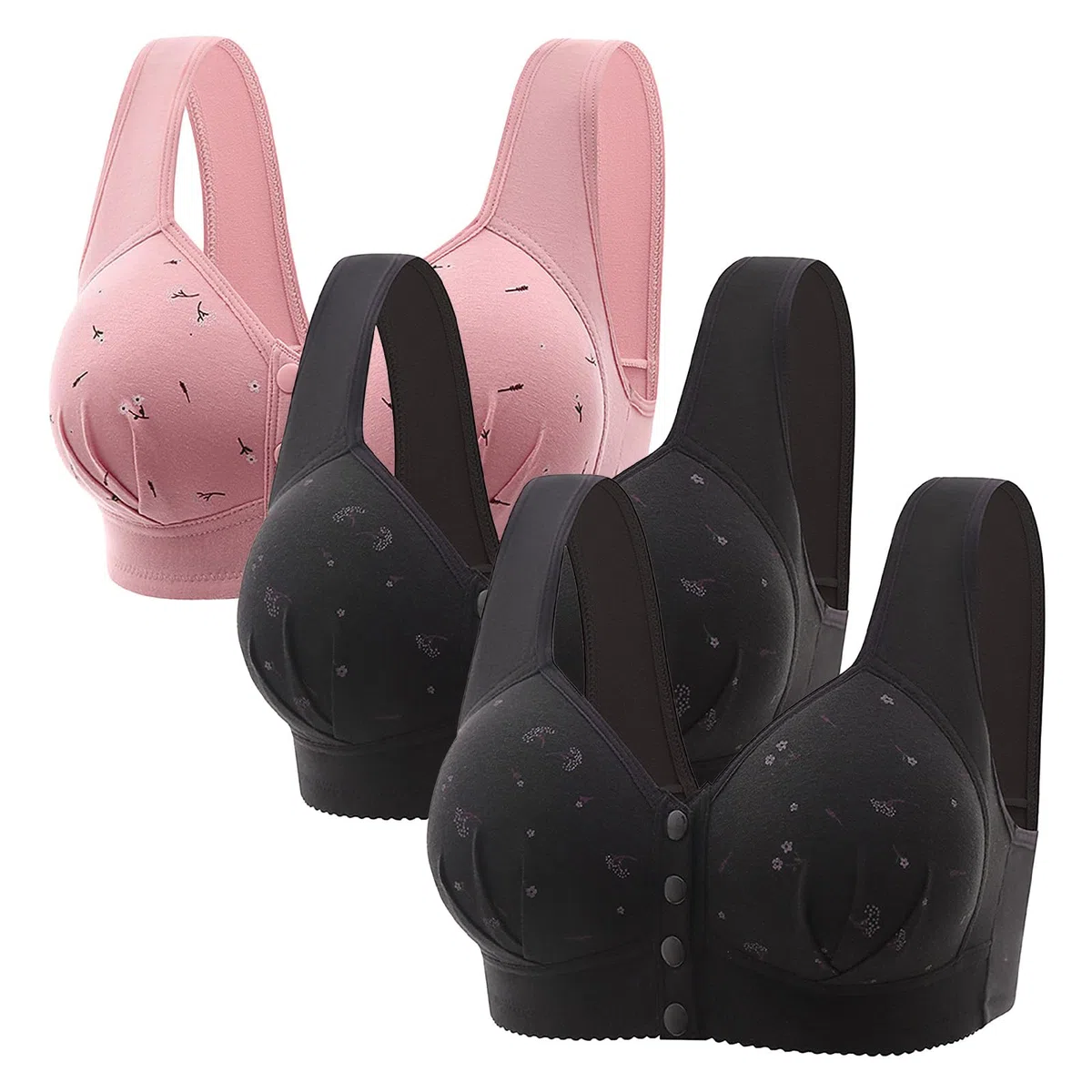 Lot de soutiens-gorge pour femme avec fermeture sur le devant et anti-affaissement pour femmes âgées - Sous-vêtements à fort impact - Bralette sans armatures - Soutien-gorge sans fil - Lingerie sans