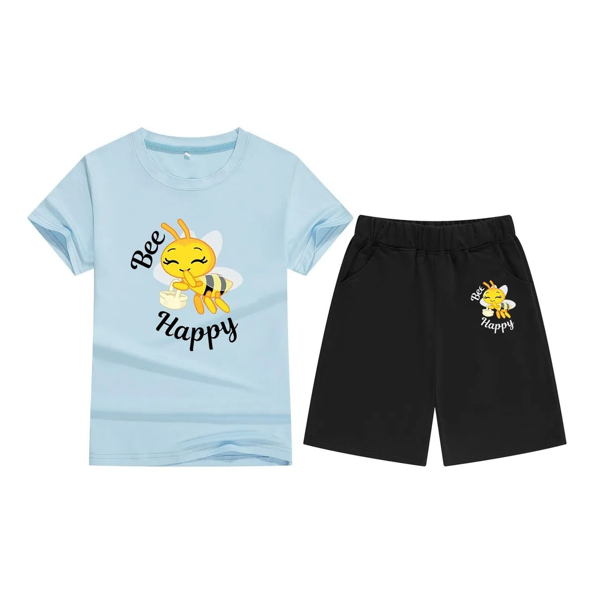 Ensemble Enfant, Deux Pièces Pour Enfants, T-shirt À Manches Courtes Et Col Rond, Imprimé Couleur, Confortable, Série Festival (2 À 13 Ans), Tendance Été 2025
