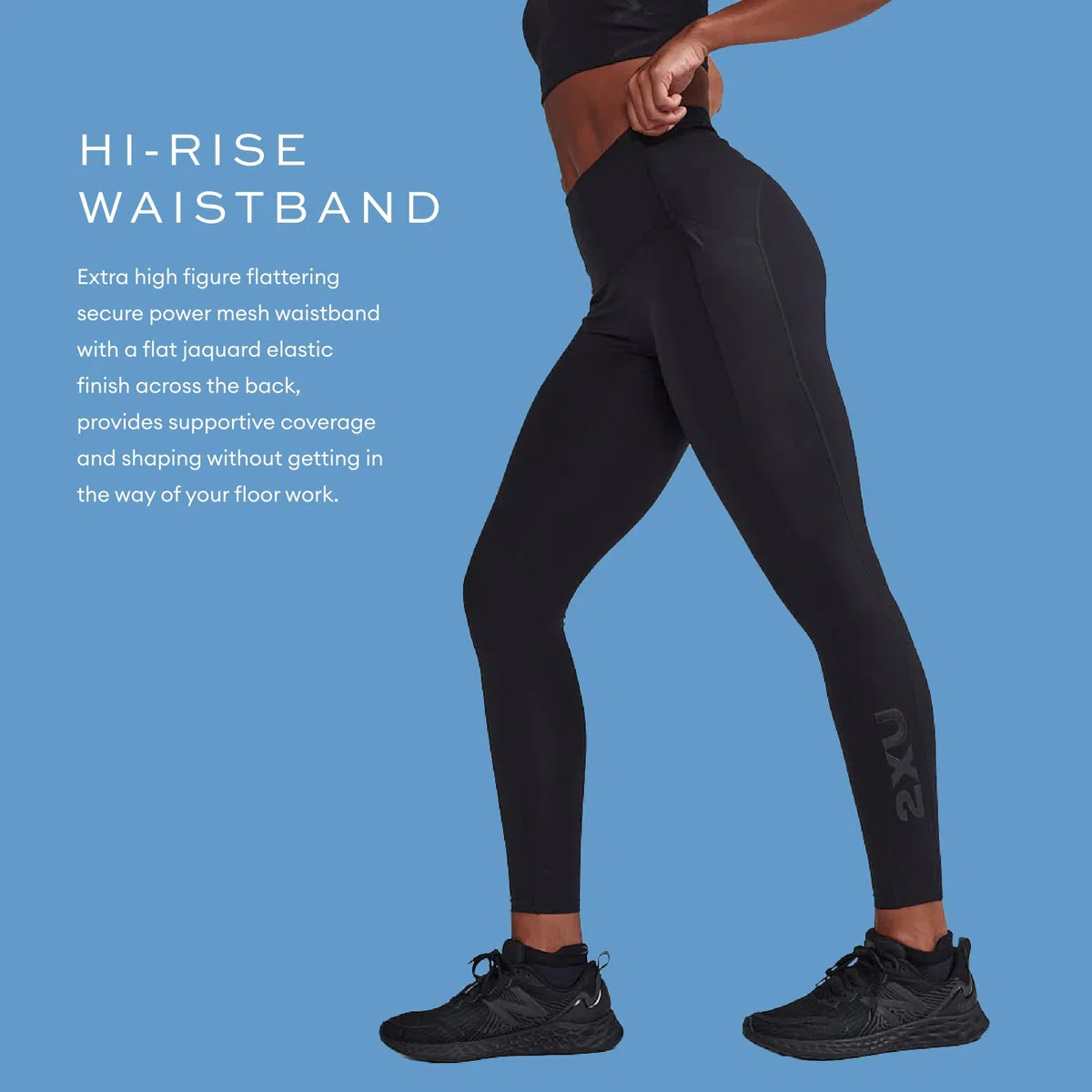 2XU Form Stash Collant de compression taille haute pour femme, vêtement de sport performant pour l'entraînement, récupération améliorée, noir/noir